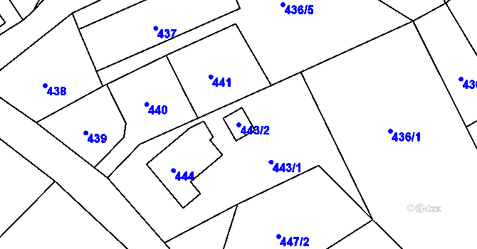 Parcela st. 443/2 v KÚ Lázně Libverda, Katastrální mapa