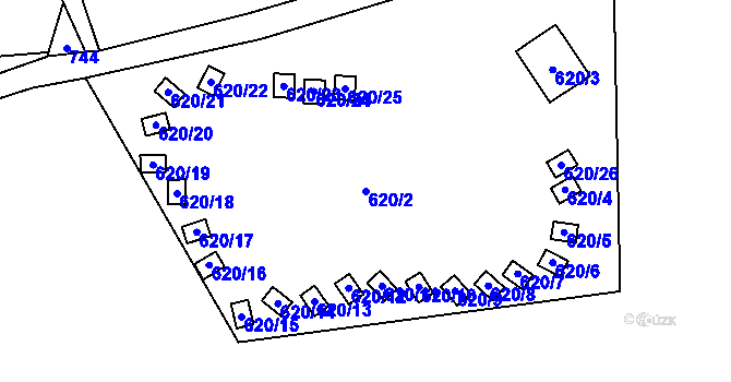 Parcela st. 620/2 v KÚ Lázně Libverda, Katastrální mapa