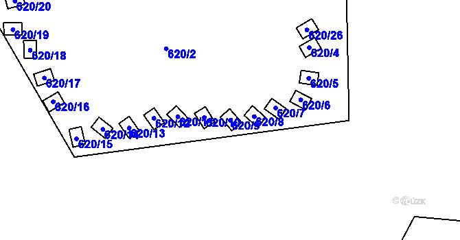 Parcela st. 620/9 v KÚ Lázně Libverda, Katastrální mapa