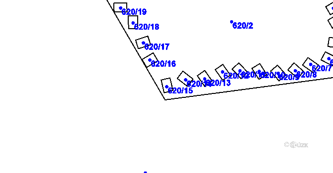 Parcela st. 620/15 v KÚ Lázně Libverda, Katastrální mapa