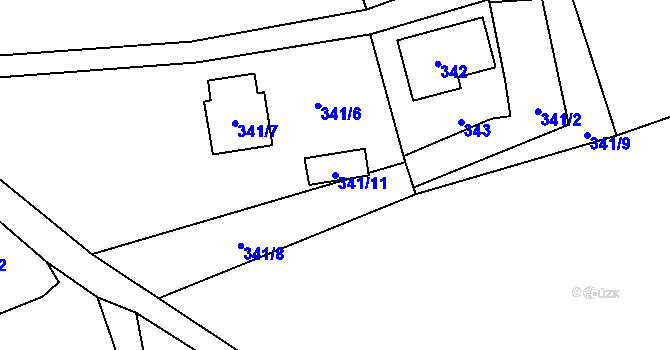 Parcela st. 341/11 v KÚ Lázně Libverda, Katastrální mapa