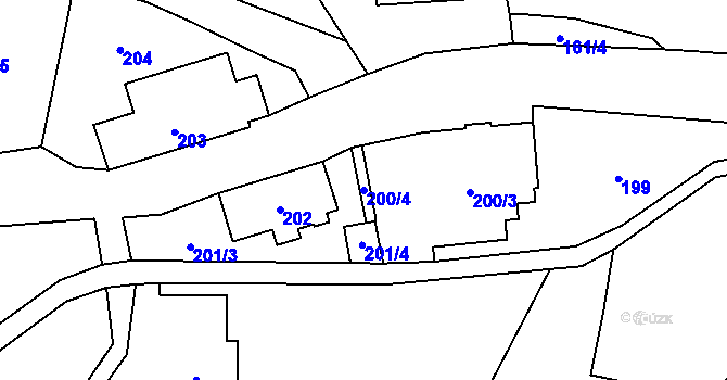 Parcela st. 200/4 v KÚ Lázně Libverda, Katastrální mapa