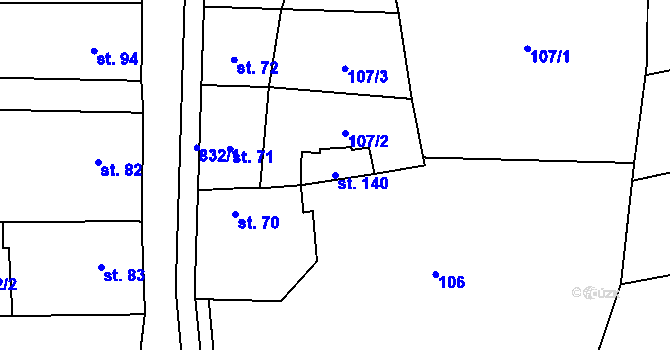Parcela st. 140 v KÚ Lazníčky, Katastrální mapa