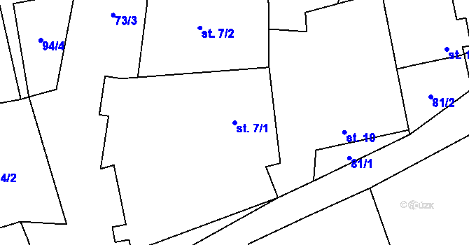 Parcela st. 7/1 v KÚ Lazníčky, Katastrální mapa