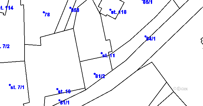 Parcela st. 11 v KÚ Lazníčky, Katastrální mapa