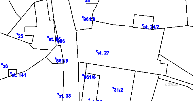 Parcela st. 27 v KÚ Lazníčky, Katastrální mapa