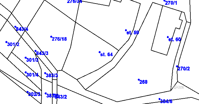 Parcela st. 64 v KÚ Lazníčky, Katastrální mapa