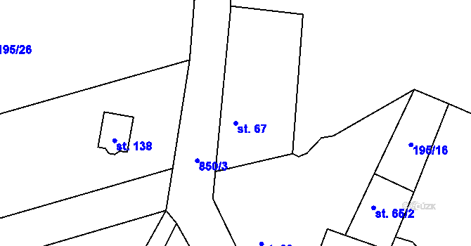Parcela st. 67 v KÚ Lazníčky, Katastrální mapa