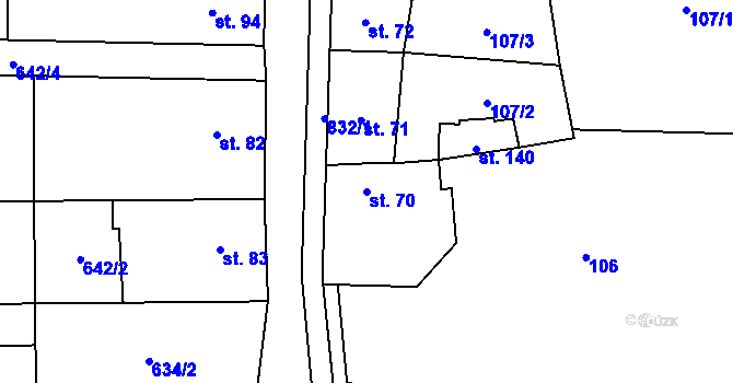 Parcela st. 70 v KÚ Lazníčky, Katastrální mapa