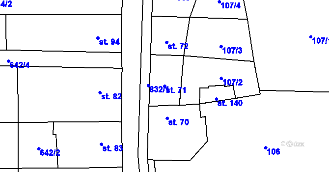 Parcela st. 71 v KÚ Lazníčky, Katastrální mapa