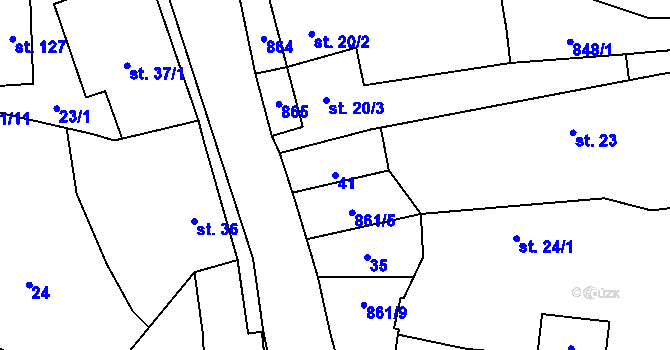 Parcela st. 41 v KÚ Lazníčky, Katastrální mapa