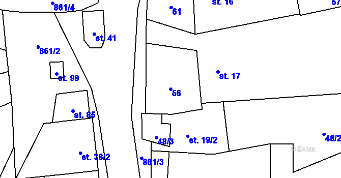 Parcela st. 56 v KÚ Lazníčky, Katastrální mapa