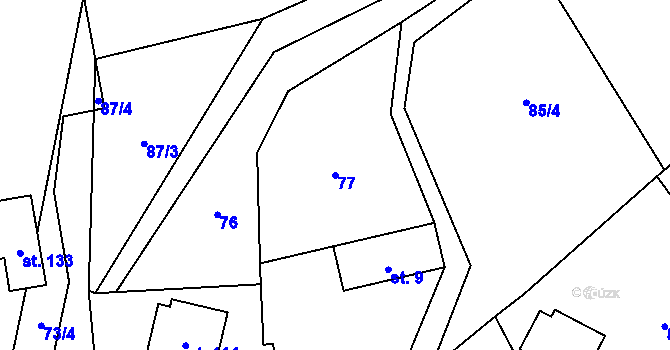 Parcela st. 77 v KÚ Lazníčky, Katastrální mapa
