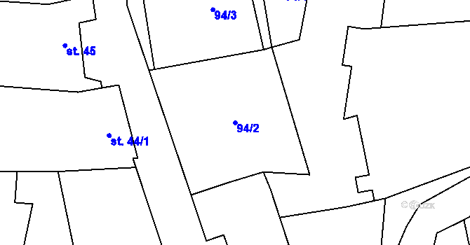 Parcela st. 94/2 v KÚ Lazníčky, Katastrální mapa
