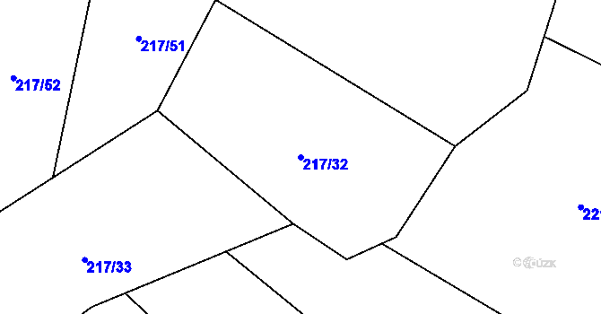 Parcela st. 217/32 v KÚ Lazníčky, Katastrální mapa