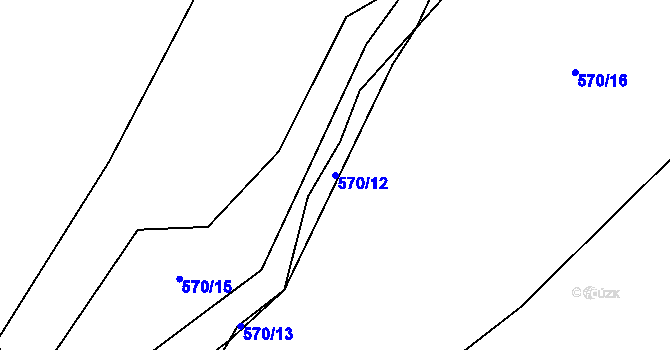 Parcela st. 570/12 v KÚ Lazníčky, Katastrální mapa