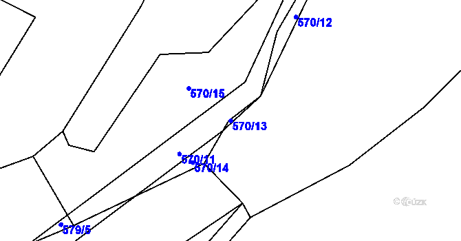 Parcela st. 570/13 v KÚ Lazníčky, Katastrální mapa