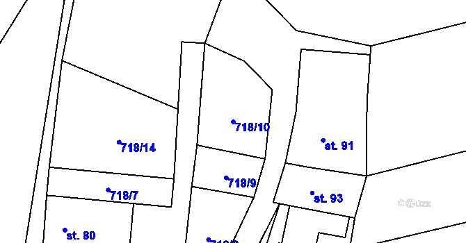 Parcela st. 718/10 v KÚ Lazníčky, Katastrální mapa