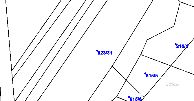 Parcela st. 823/31 v KÚ Lazníčky, Katastrální mapa