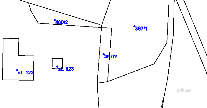 Parcela st. 397/2 v KÚ Lazníčky, Katastrální mapa