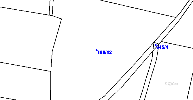Parcela st. 188/12 v KÚ Lazníčky, Katastrální mapa
