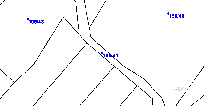 Parcela st. 195/41 v KÚ Lazníčky, Katastrální mapa