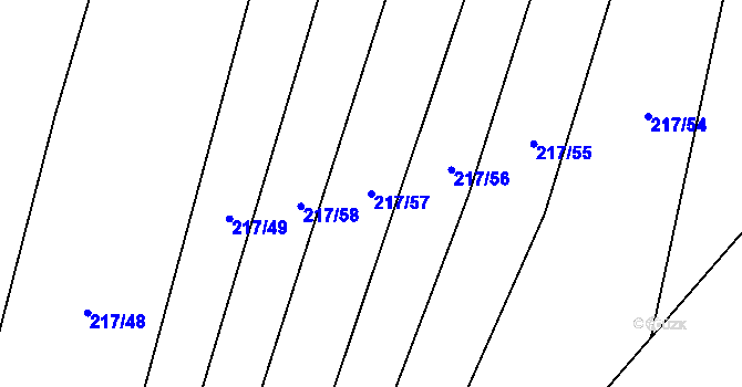 Parcela st. 217/57 v KÚ Lazníčky, Katastrální mapa