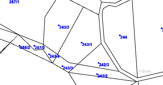 Parcela st. 243/1 v KÚ Lazníčky, Katastrální mapa