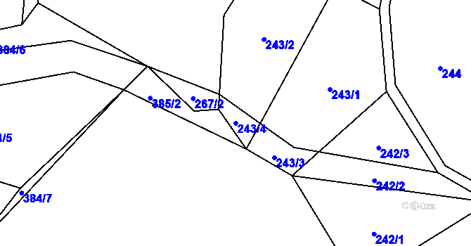 Parcela st. 243/4 v KÚ Lazníčky, Katastrální mapa