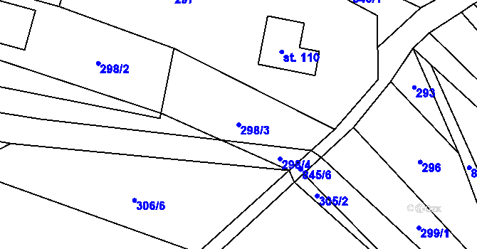 Parcela st. 298/3 v KÚ Lazníčky, Katastrální mapa