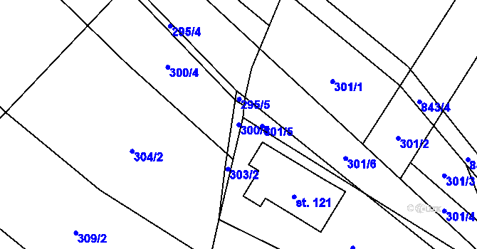 Parcela st. 300/5 v KÚ Lazníčky, Katastrální mapa