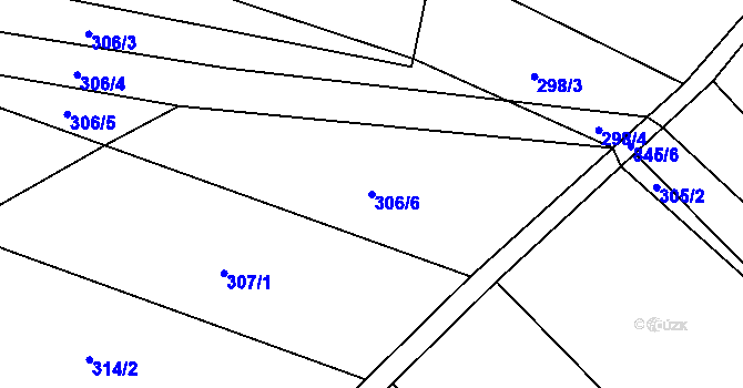 Parcela st. 306/6 v KÚ Lazníčky, Katastrální mapa