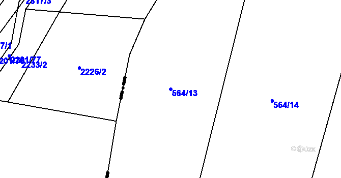 Parcela st. 564/13 v KÚ Lazníčky, Katastrální mapa