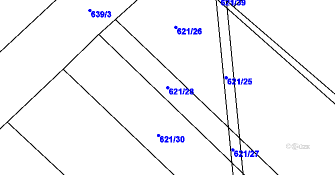 Parcela st. 621/28 v KÚ Lazníčky, Katastrální mapa