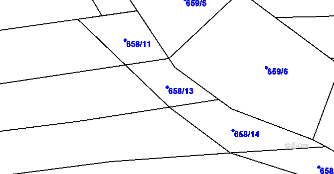 Parcela st. 658/13 v KÚ Lazníčky, Katastrální mapa