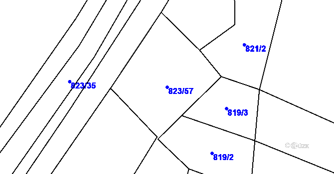 Parcela st. 823/57 v KÚ Lazníčky, Katastrální mapa