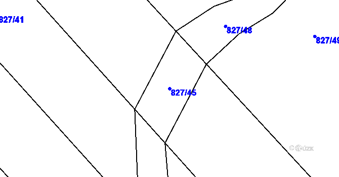 Parcela st. 827/45 v KÚ Lazníčky, Katastrální mapa