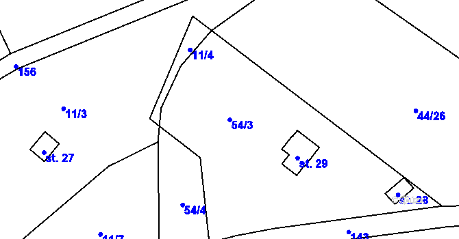 Parcela st. 54/3 v KÚ Svrčov, Katastrální mapa