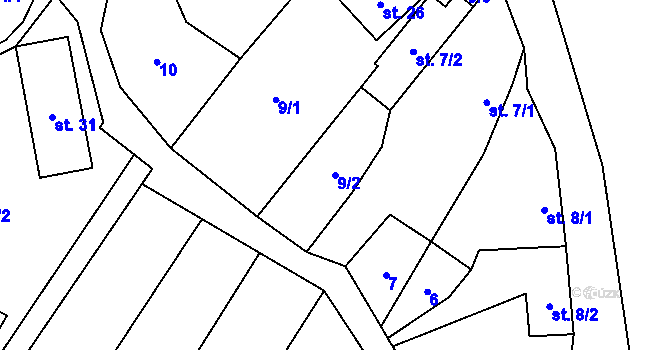 Parcela st. 9/2 v KÚ Svrčov, Katastrální mapa