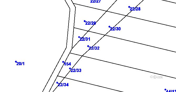 Parcela st. 22/32 v KÚ Svrčov, Katastrální mapa