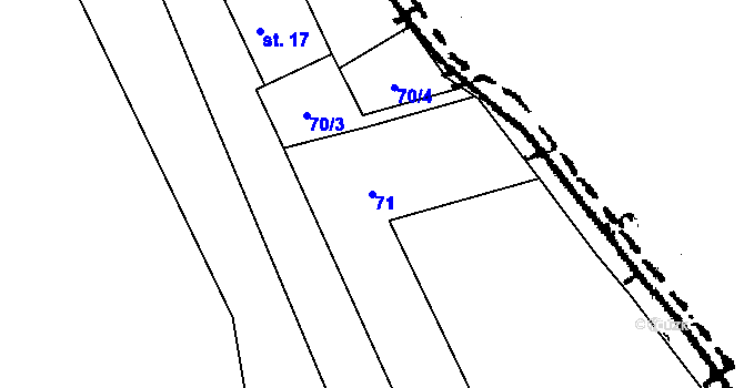 Parcela st. 71 v KÚ Svrčov, Katastrální mapa