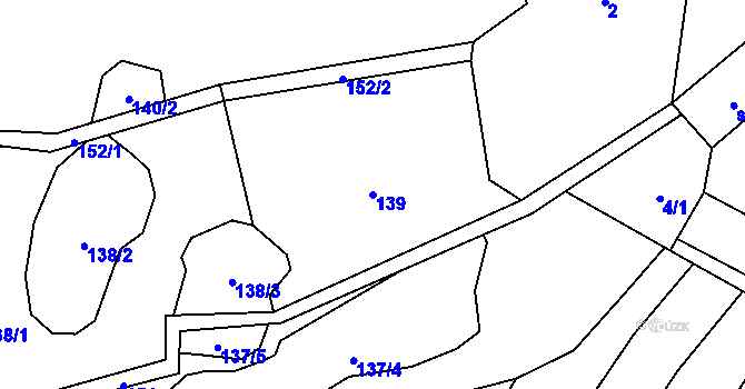 Parcela st. 139 v KÚ Svrčov, Katastrální mapa