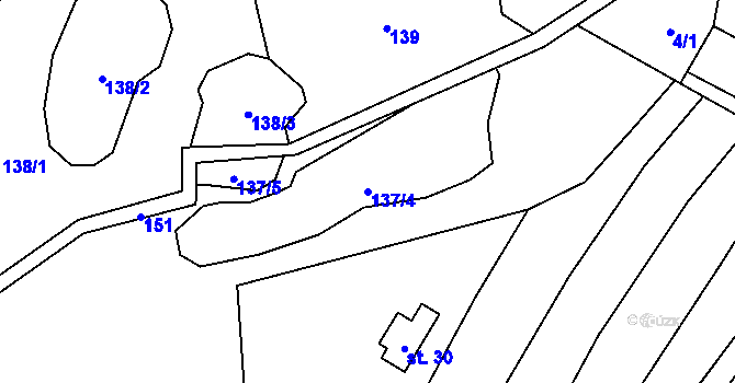 Parcela st. 137/4 v KÚ Svrčov, Katastrální mapa
