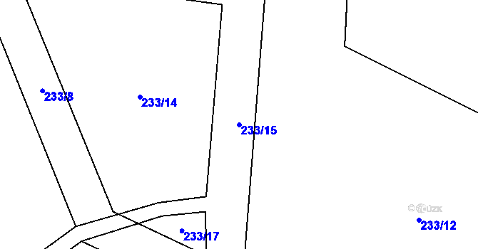 Parcela st. 233/15 v KÚ Lazníky, Katastrální mapa