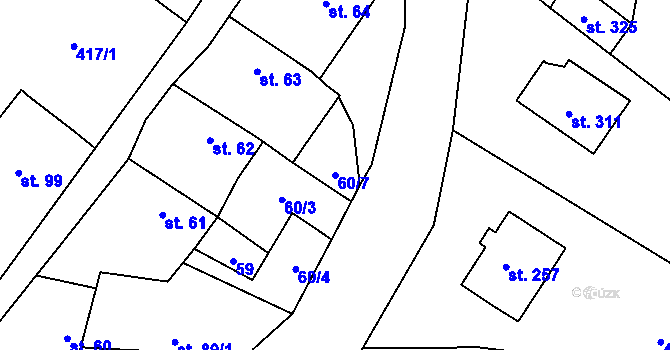 Parcela st. 60/7 v KÚ Lazníky, Katastrální mapa