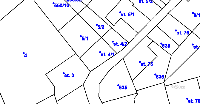 Parcela st. 4/1 v KÚ Lazníky, Katastrální mapa