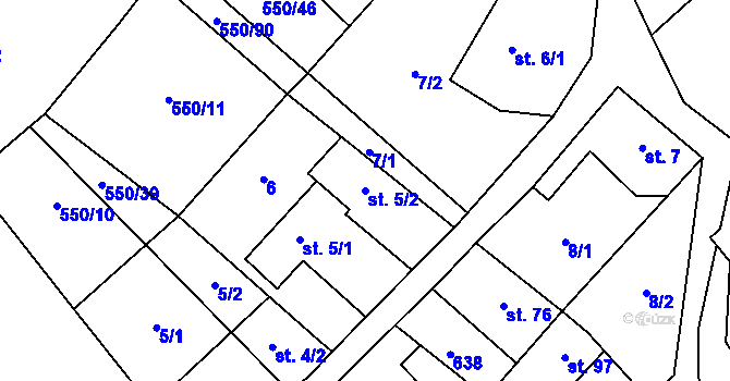 Parcela st. 5/2 v KÚ Lazníky, Katastrální mapa