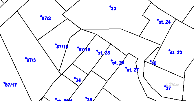 Parcela st. 25 v KÚ Lazníky, Katastrální mapa