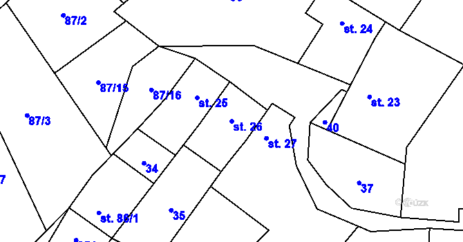 Parcela st. 26 v KÚ Lazníky, Katastrální mapa
