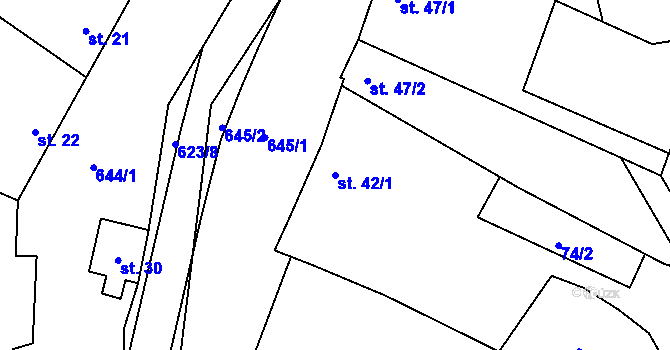 Parcela st. 42/1 v KÚ Lazníky, Katastrální mapa